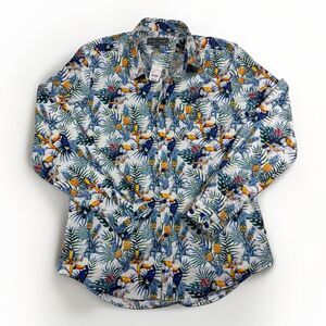 NWT PAISLEY & GRAY Slim Fit White Rainforest Button Down Shirt Size Large